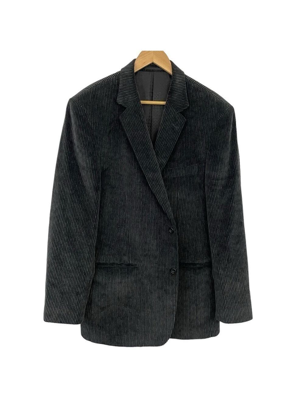 Corduroy Blazer Mens 44 Womens L Tall Dark Grey Suit Jacket 100% Cotton EUC